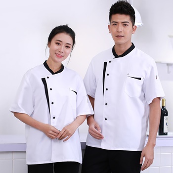 pre-order ** เสื้อเชฟ เสื้อพ่อครัว เสื้อฟอร์มพนักงาน ยูนิฟอร์ม เสื้อเชฟชาย - เสื้อเชฟหญิง (เฉพาะเสื้อตัวเดียว ไม่รวมอุปกรณ์เสริม) สีตามภาพ ไซร์ M L XL XXL 3XL 