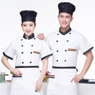 pre-order ** เสื้อเชฟ เสื้อพ่อครัว เสื้อฟอร์มพนักงาน ยูนิฟอร์ม เสื้อเชฟชาย - เสื้อเชฟหญิง (เฉพาะเสื้อตัวเดียว ไม่รวมอุปกรณ์เสริม) สีตามภาพ ไซร์ M L XL XXL 3XL