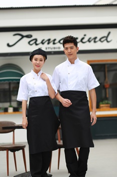 pre-order ** เสื้อเชฟ เสื้อพ่อครัว เสื้อฟอร์มพนักงาน ยูนิฟอร์ม เสื้อเชฟชาย - เสื้อเชฟหญิง (เฉพาะเสื้อตัวเดียว ไม่รวมอุปกรณ์เสริม) สีตามภาพ ไซร์ M L XL XXL 3XL