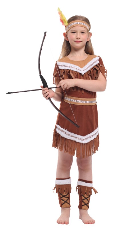 7C215.1 ชุดเด็กหญิง ชุดอินเดียนแดง ชุดคนป่า ชุดชนเผ่า ชุดโบฮีเมียน ชุดเมาคลีล่าสัตว์ Children Pretty Indian Bohemian Girl Costume