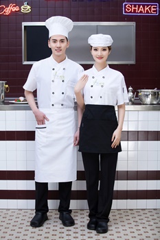 pre-order ** เสื้อเชฟ เสื้อพ่อครัว เสื้อฟอร์มพนักงาน ยูนิฟอร์ม เสื้อเชฟชาย - เสื้อเชฟหญิง (เฉพาะเสื้อตัวเดียว ไม่รวมอุปกรณ์เสริม) สีตามภาพ ไซร์ M L XL XXL 3XL