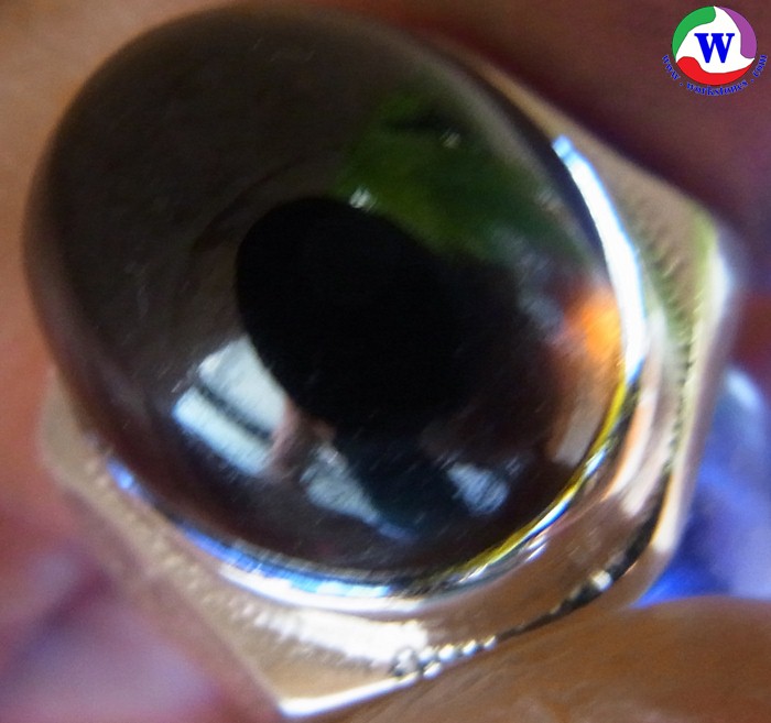 แหวนเงินชาย 925 หนัก 8.12 กรัม เบอร์ 60 แก้วโป่งข่ามนำโชค ชนิดแก้วมหานิลปัทมราคสีทองที่หายาก