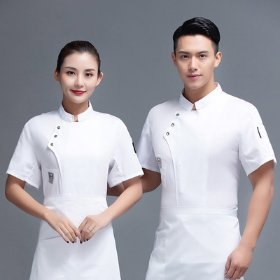 pre-order ** เสื้อเชฟ เสื้อพ่อครัว เสื้อฟอร์มพนักงาน ยูนิฟอร์ม เสื้อเชฟชาย - เสื้อเชฟหญิง (เฉพาะเสื้อตัวเดียว ไม่รวมอุปกรณ์เสริม) สีตามภาพ ไซร์ M L XL XXL 3XL   4XL