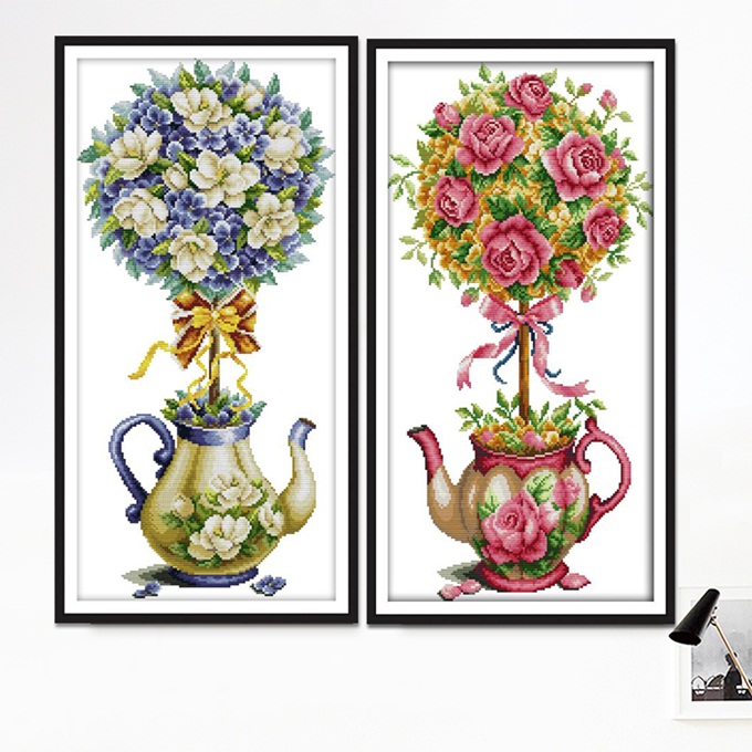 Bouquet teapot (คู่)(ไม่พิมพ์ลาย)
