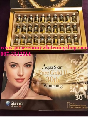 Aqua Skin Pure Gold II 30th (คุ้มกว่าเพราะใช้ได้ถึง 30 ครั้ง)**NEW**เปลี่ยนผิวหมองคล้ำดูไร้ชีวิตชีวาให้ผิวขาวออร่าเนียนเรียบลื่น เนียนใสกระจ่าง 