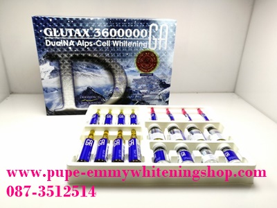 Glutax 3600000GA DualNA Alps-Cell Whitening Packagingผิวขาวขึ้นสว่างขึ้นอย่างสม่ำเสมอต่อต้านริ้วรอยให้ความชุ่มชื้นและยืดหยุ่น