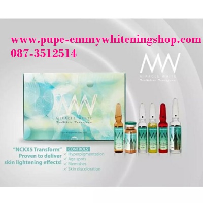 Miracle White Truwhite Transform NCKX5ทำให้ผิวขาวใสออร่าไวเร็วขึ้น 7 เท่าช่วยลด ฝ้า กระ จุดด่างดำ ริ้วรอยแผลเป็นช่วยให้ผิวพรรณเปล่งประกาย & ชมพู