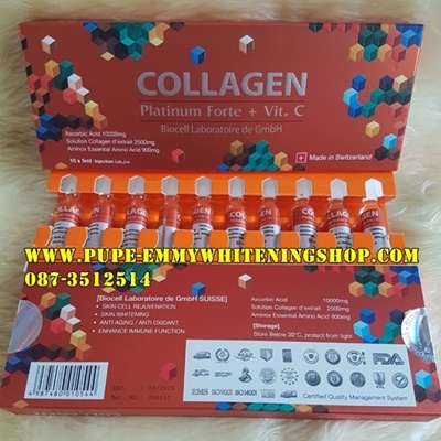 COLLAGEN Platinium Forte+Vit C BIOCELL (Swiss)ลดเลือน ริ้วรอยต่างๆทั่งใบหน้าและร่างกายให้ดูเต่งตึงเพิ่มความยืดหยุ่นให้ผิวได้เป็นอย่างดี ผิวดูอ่อนเยาว์