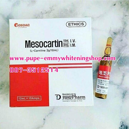 Mesocartin 2g ชนิดฉีดเร่งการเผาผลาญ เดือนละ 3-7 โล เป็นสารที่ปลอดภัยและให้ประสิทธิภาพสูงสุดหากใช้ควบคู่ไปกับการออกกำลังกาย ซึ่งจะช่วยสลายไขมัน