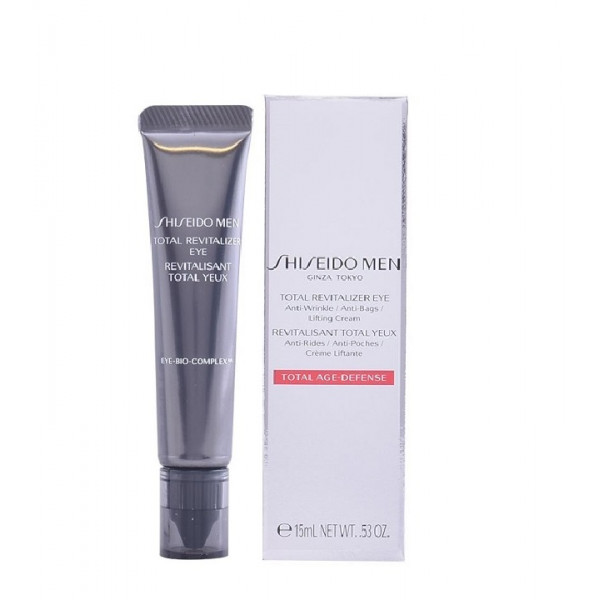 Shiseido Men Total Revitalizer Eye Cream 15 ml. อายครีมเพื่อผิวผู้ชายโดยเฉพาะลดริ้วรอย ดำคล้ำ ถุงใต้ตา และความแห้งกร้านฟื้นบำรุงรอบดวงตาด้วยความชุ่มชื่นอย่างเต็มที่ ชะลอการเกิดเส้นริ้ว เติมเต็มร่องผิว ผิวรอบดวงตาดูเนียนนุ่ม กระจ่างใสเปล่งประกาย อ่อนเยาว์ 