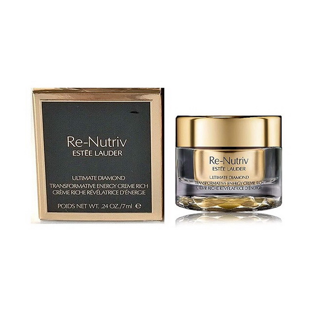 ESTEE LAUDER Re-Nutriv Ultimate Diamond Transformative Energy Creme Rich ขนาดทดลอง 7ml. ครีมบำรุงผิวเพิ่มความชุ่มชื้น ซ่อมแซมผิวอย่างล้ำลึกและอ่อนโยน เพื่อผิวเปล่งปลั่ง ดูกระชับผิวแน่นเต่งตึง อ่อนเยาว์ยิ่งขึ้น Re Nutriv Ultimate Diamond ด้วยสารสกัด Black 