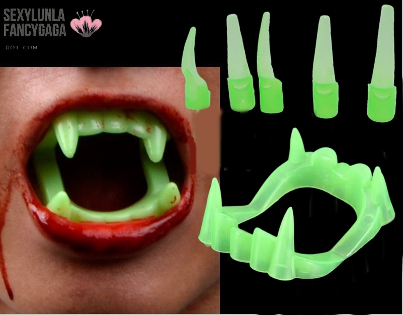 ++พร้อมส่ง++เขี้ยวแดรกคูร่า+เล็บ5ชิ้น สะท้อนแสงในที่มืด  เขี้ยวแดร็กคูลา เขี้ยวDracula เขี้ยวปลอม ฟันปลอม