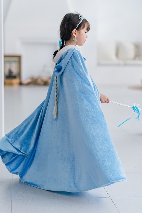 ++พร้อมส่ง++ผ้าคลุมเอลซ่าเด็ก ผ้าคลุมยาว ผ้าคลุมกำมะหยี่อลังการมาก