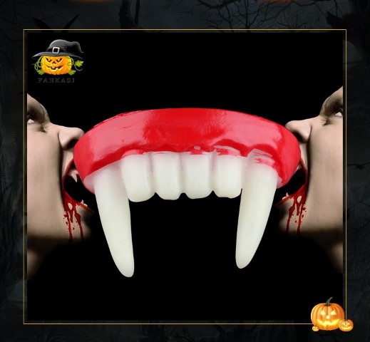 ++พร้อมส่ง++เขี้ยวแดรกคูร่ายางสีแดง  เขี้ยวแดร็กคูลา เขี้ยวDracula