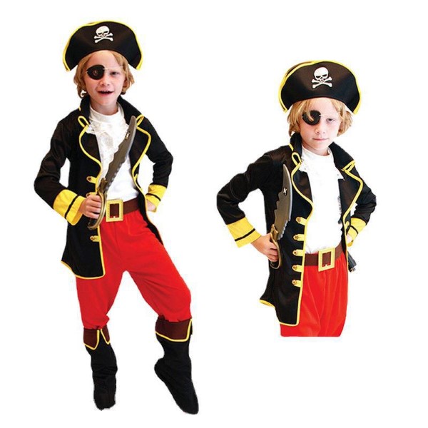 7C228.1-สีดำ ชุดเด็ก ชุดโจรสลัด ชุดโจรสลัดเด็ก กัปตันฮุก Pirate Captain Hook Costume