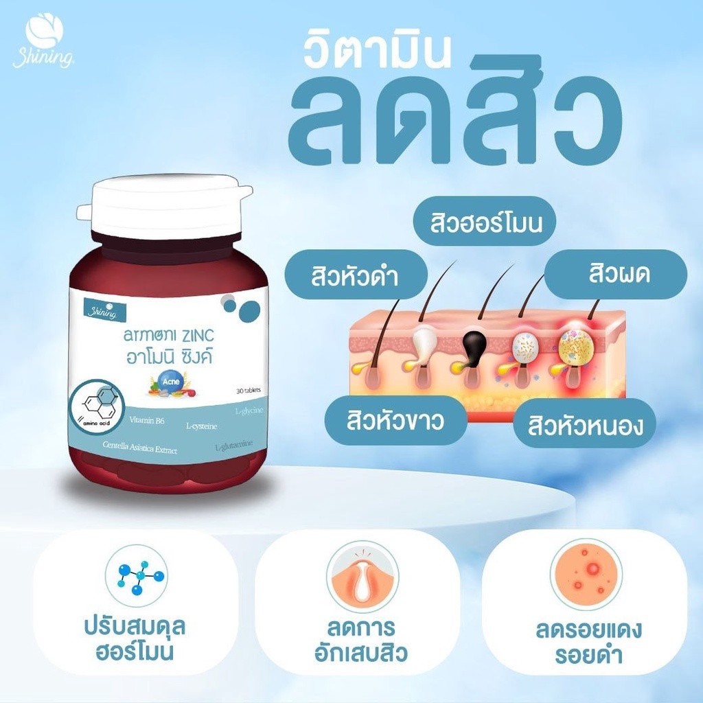 อาโมนิซิงค์ Amoni Zinc ลดสิว สารตั้งต้นกลูต้า 