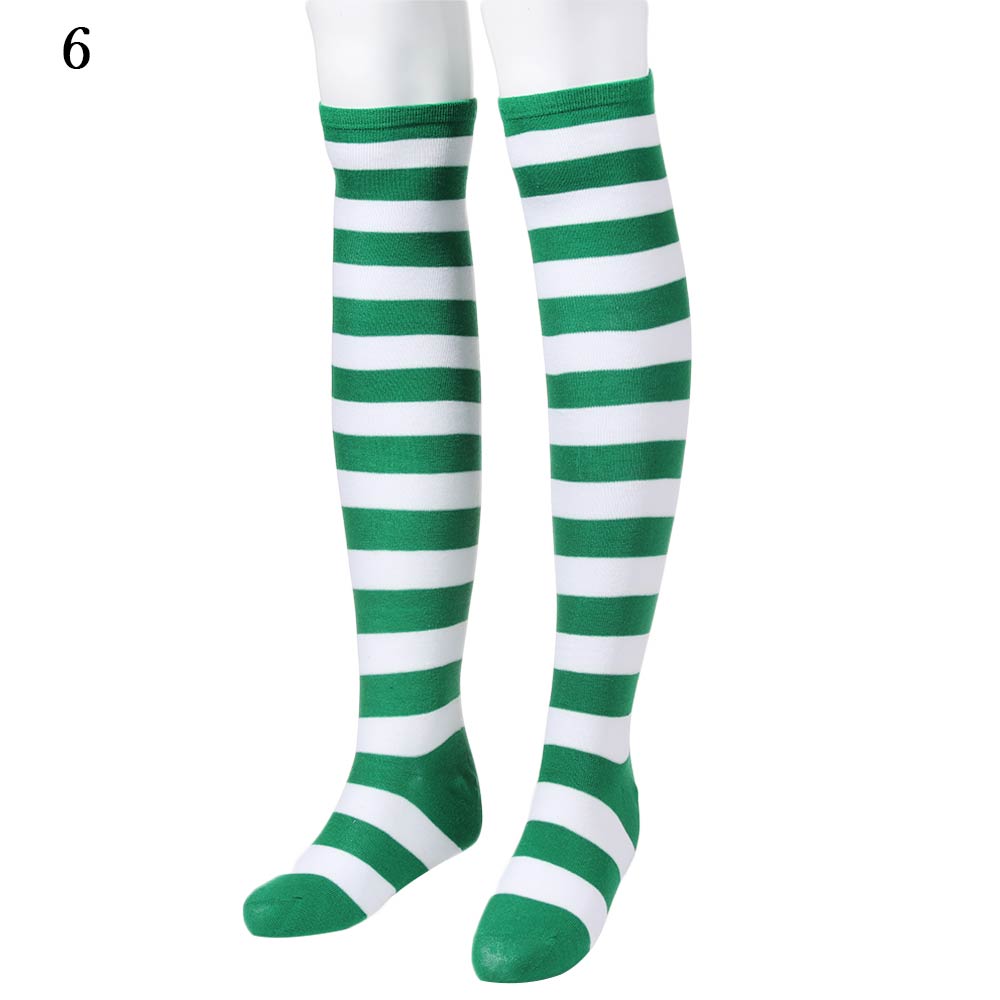++พร้อมส่ง++ถุงเท้าสีขาวเขียวความยาวเลยเข่า ความยาว 24 นิ้ว ถุงเท้าแซนตี้ ถุงเท้าซานต้า