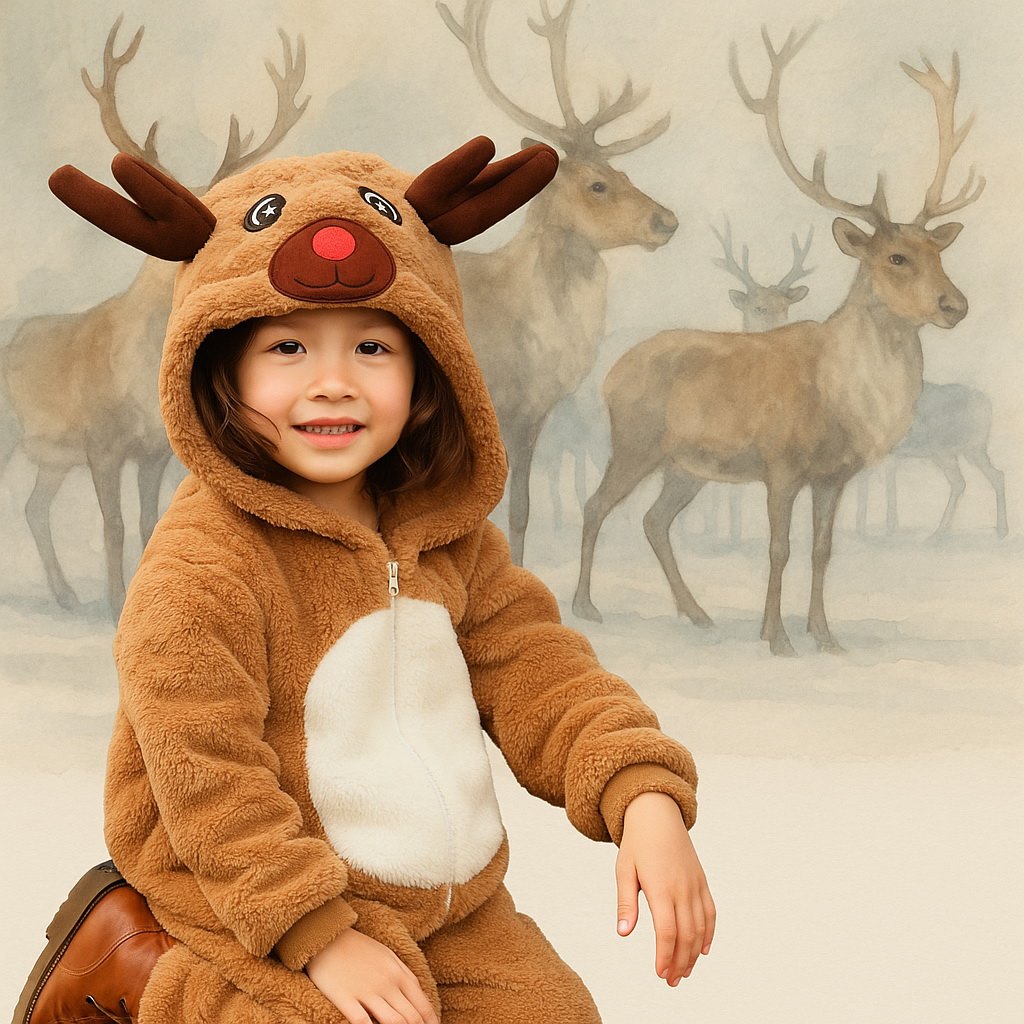 7C244 ชุดเด็ก ชุดซานตาครอส ชุดแซนตี้ ชุดคริสต์มาส ชุดกวางเรนเดียร์ มาสคอต Reindeer Santy Santa Claus Christmas Mascot Costumes