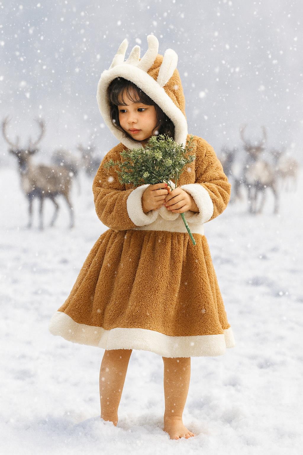 7C245 ชุดเด็ก ชุดซานตาครอส ชุดแซนตี้ ชุดคริสต์มาส ชุดกวางเรนเดียร์ ขอบขาว Reindeer Santy Santa Claus Christmas Costumes