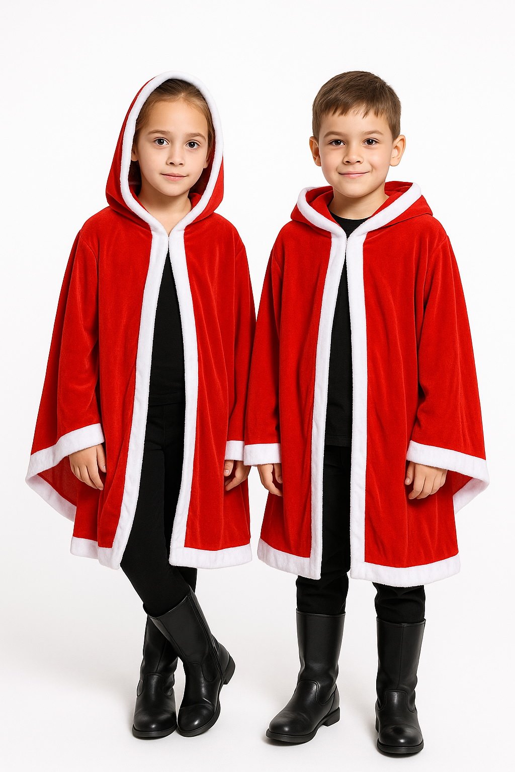 7C246 ชุดเด็ก ชุดซานตาครอส ชุดแซนตี้ ชุดคริสต์มาส ผ้าคลุมยาวมีฮู้ด Santy Santa claus Christmas Costumes