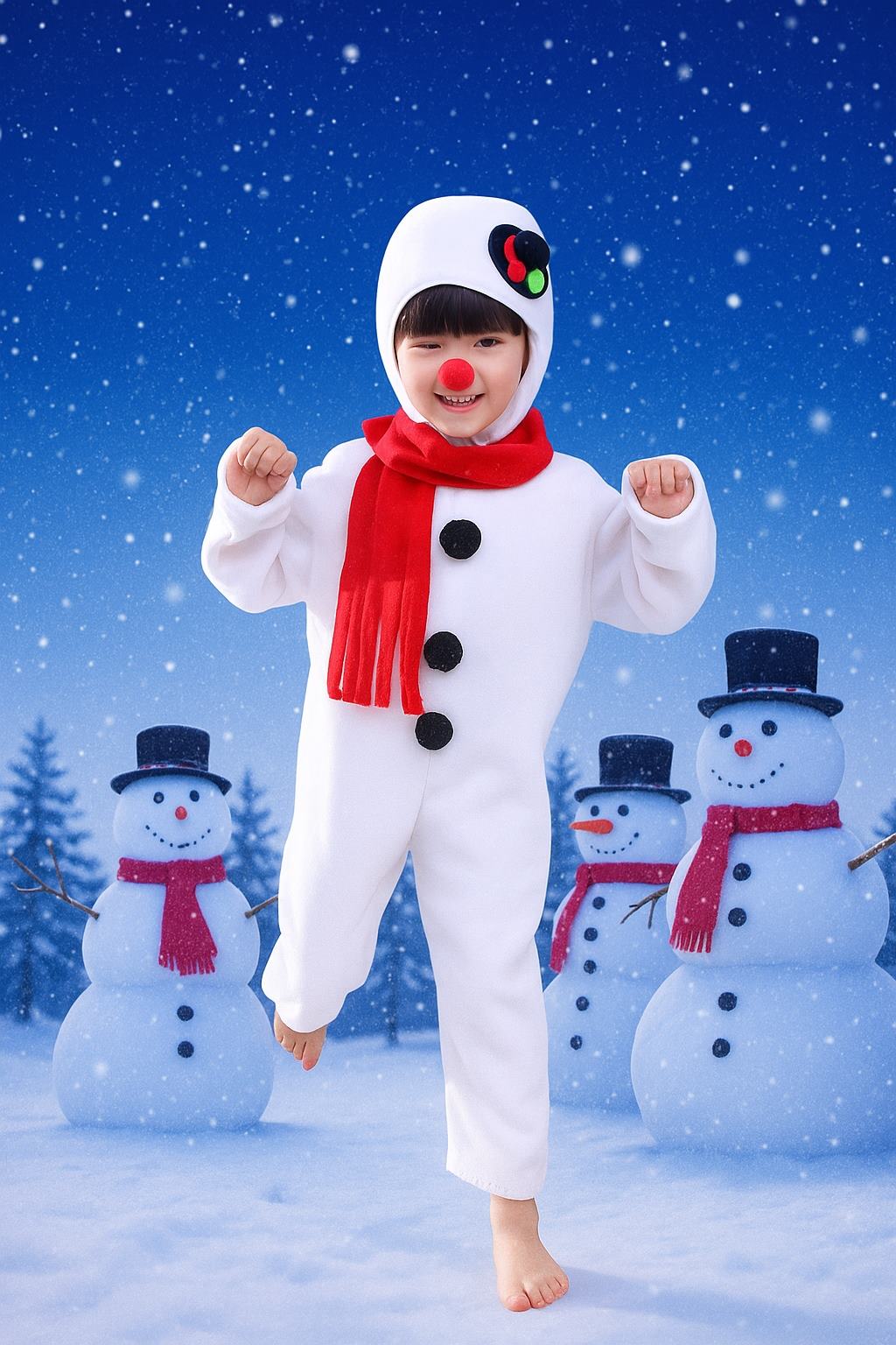 7C200 ชุดเด็ก ชุดตุ๊กตาหิมะ ตุ๊กตาหิมะ มนุษย์หิมะ Snowman Costume
