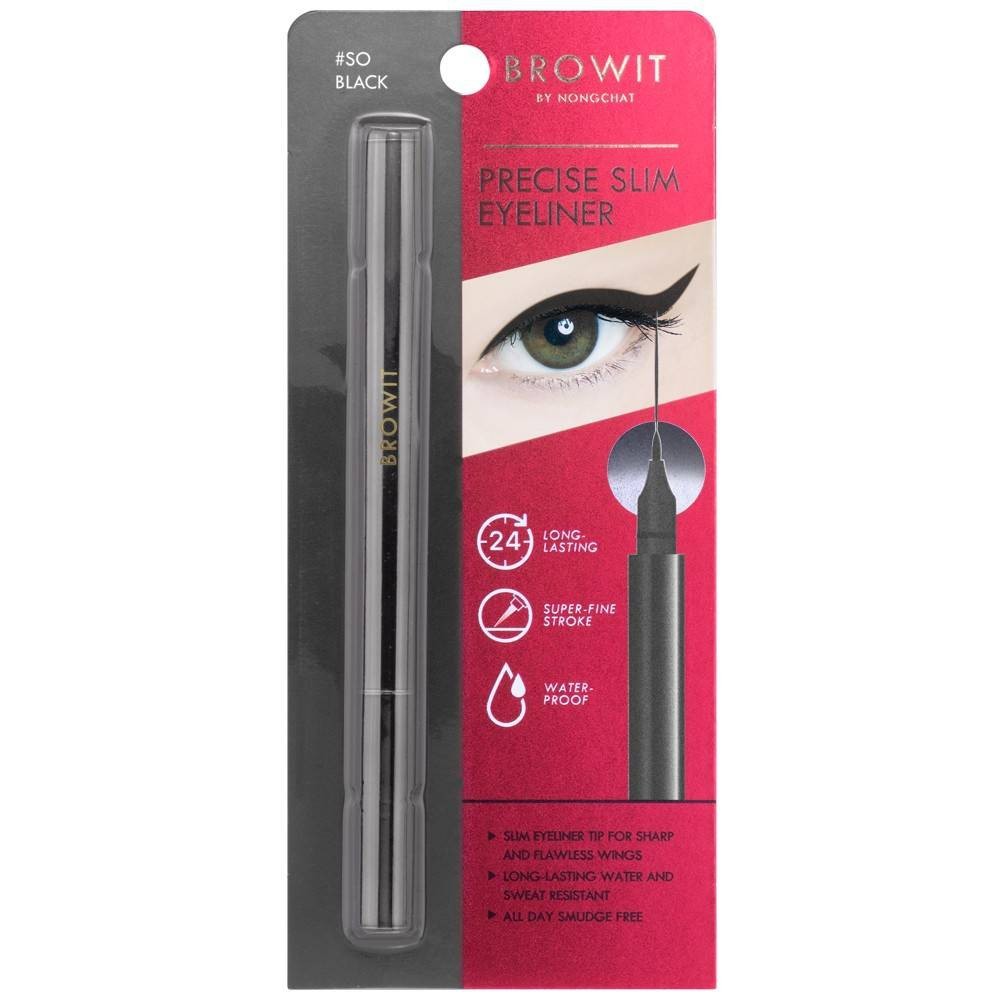 BROWIT พรีไซส์สลิมอายไลน์เนอร์ 0.6ML บราวอิท อายไลน์เนอร์สลิมหัวเรียวเล็กพิเศษเพียง 0.05mm เขียนง่าย ให้ลายเส้นที่คมชัดเนียนกริบ ติดทนยาวนาน กันน้ำกันเหงื่อ ไม่มีเลอะ ช่วยให้คุณวาดเส้นขอบตาได้ตามที่ใจต้องการ