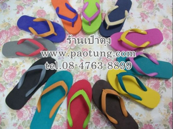 รองเท้าแตะฟองน้ำผู้ใหญ่หูหนีบสีจี๋ด แตะหูคีบ สายสลับสี ขายส่งยกโหล 