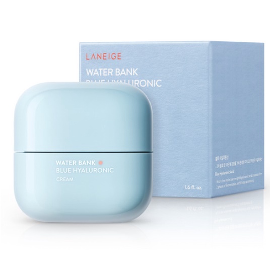 Laneige Water Bank Blue Hyaluronic Cream 50 ml. Combination to Oily 50 ml. ครีมเจลสำหรับผิวผสม-ผิวมัน จากลาเนจ เติมความชุ่มชื้นสดชื่นโดยไม่รู้สึกเหนียวเหนอะหนะ คงความชุ่มชื้นยาวนาน 48 ชั่วโมง ช่วยบำรุงผิวลดอาการแดง ระคายเคือง สูตรปราศจากความมันเงา ที่แทรก