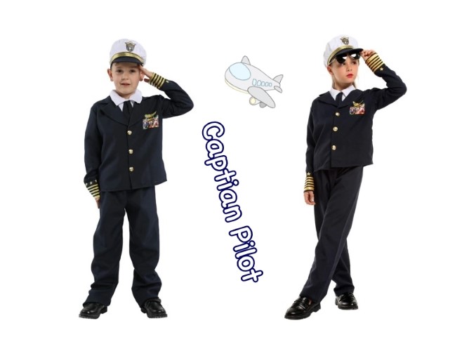 7C260 ชุดเด็ก ชุดนักบิน ชุดกัปตันเครื่องบิน ชุดสจ๊วต Children Captain Pilot Aviator Costumes