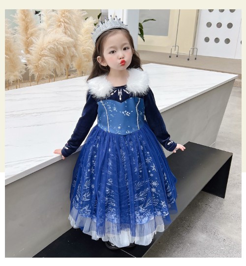 7C269 ชุดเด็ก เอลซ่า เจ้าหญิงเอลซ่า โฟรเซน ผจญภัยแดนคำสาปราชินีหิมะ Elsa Princess Frozen Costume