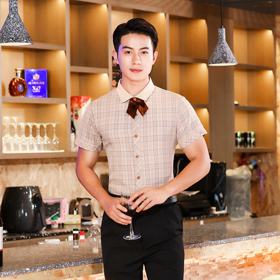 pre-oder** เสื้อพนักงานเสริฟ พนักงานโรงแรม พนักงานรีสอร์ท (สินค้าไม่รวมกางเกง) ***สินค้าไม่สามารถเปลี่ยนสีและรูปแบบได้คะ สีตามภาพ ไซร์ L XL 2XL 3XL 4XL