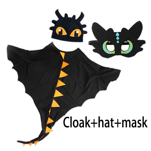 7C283.1 สีดำ ชุดมังกรเขี้ยวกุด ชุดเขี้ยวกุด เขี้ยวกุด มังกร อภินิหารไวกิ้งพิชิตมังกร Black Toothless How To Train Your Dragon Costume