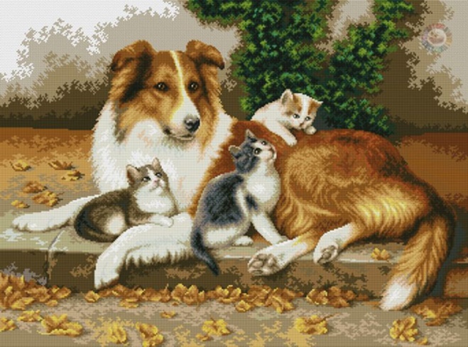 Sheepdog and kitten (ไม่พิมพ์/พิมพ์ลาย)