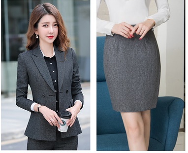 pre-order ** ชุดทำงาน ชุดพนักงานบริษัท ชุดยูนิฟอร์ม (เสื้อสูท+กระโปรง) สีตามภาพ ไซร์ S M L XL 2XL 3XL 4XL