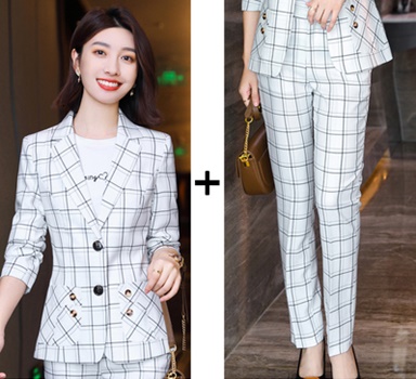 pre-order ** ชุดทำงาน ชุดพนักงานบริษัท ชุดยูนิฟอร์ม (เสื้อสูท+กางเกง) สีตามภาพ ไซร์ S M L XL 2XL 3XL 4XL 5XL