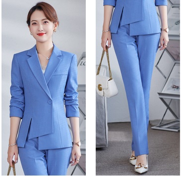 pre-order ** ชุดทำงาน ชุดพนักงานบริษัท ชุดยูนิฟอร์ม (เสื้อสูท+กางเกง) สีตามภาพ ไซร์ S M L XL 2XL 3XL 4XL