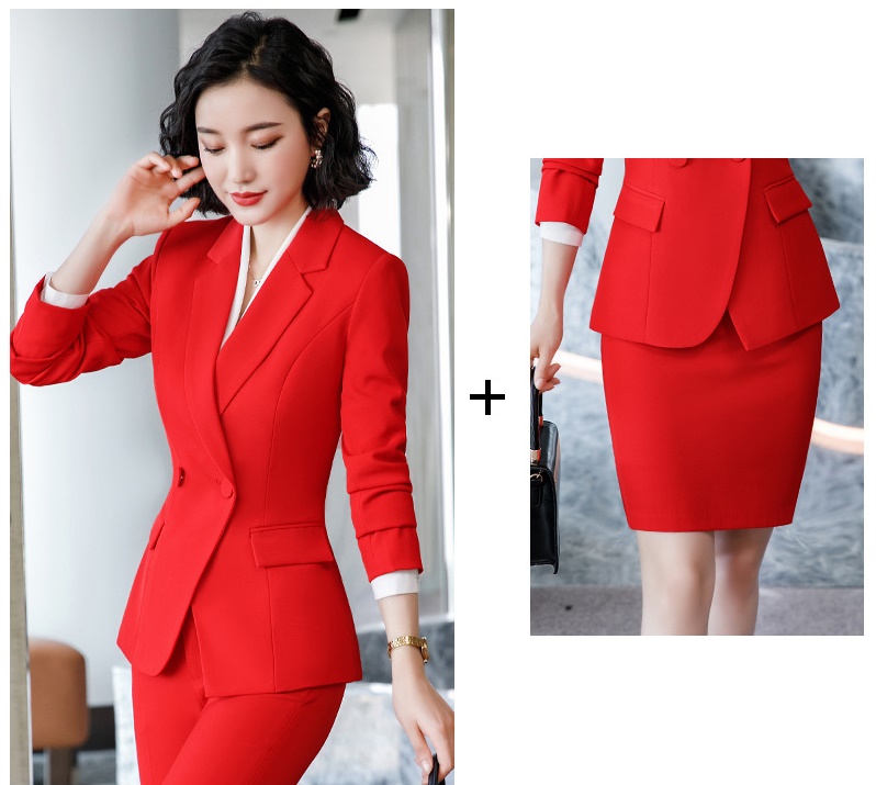 pre-order ** ชุดทำงาน ชุดพนักงานบริษัท ชุดยูนิฟอร์ม (เสื้อสูท+กระโปรง) สีตามภาพ ไซร์ S M L XL 2XL 3XL 4XL
