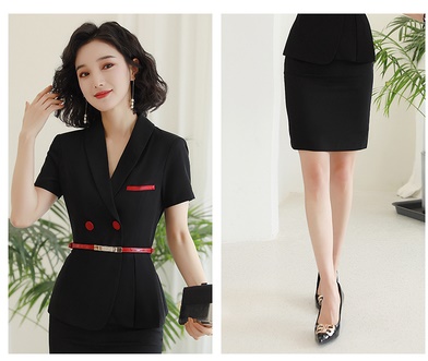 pre-order ** ชุดทำงาน ชุดพนักงานบริษัท ชุดยูนิฟอร์ม (เสื้อสูท+กระโปรง) สีตามภาพ ไซร์ S M L XL 2XL 3XL 4XL
