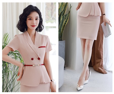 pre-order ** ชุดทำงาน ชุดพนักงานบริษัท ชุดยูนิฟอร์ม (เสื้อสูท+กระโปรง) สีตามภาพ ไซร์ S M L XL 2XL 3XL 4XL