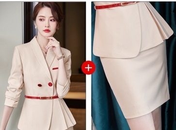 pre-order ** ชุดทำงาน ชุดพนักงานบริษัท ชุดยูนิฟอร์ม (เสื้อสูท+กระโปรง) สีตามภาพ ไซร์ S M L XL 2XL 3XL 4XL