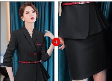 pre-order ** ชุดทำงาน ชุดพนักงานบริษัท ชุดยูนิฟอร์ม (เสื้อสูท+กระโปรง) สีตามภาพ ไซร์ S M L XL 2XL 3XL 4XL