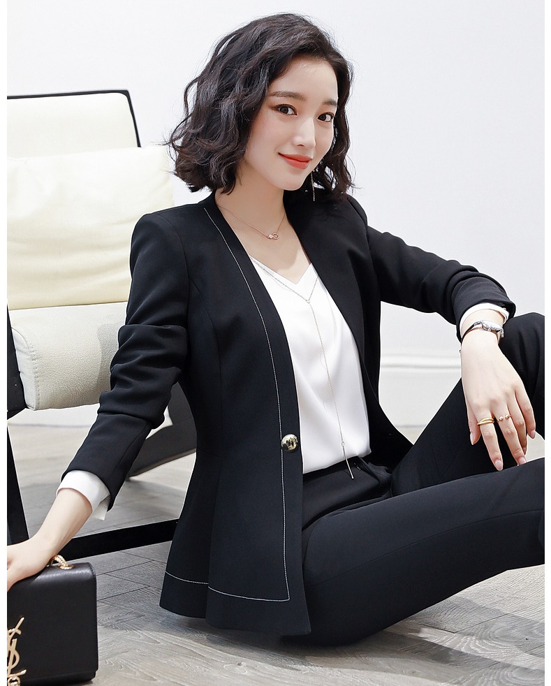 pre-order ** ชุดทำงาน ชุดพนักงานบริษัท ชุดยูนิฟอร์ม (เสื้อสูท+กางเกง) สีตามภาพ ไซร์ S M L XL 2XL 3XL 4XL