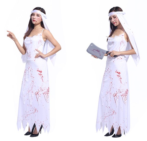 ++พร้อมส่ง++ชุดเจ้าสาวฮาโลวีน เจ้าสาวสยอง ชุดเจ้าสาวซอมบี้ เจ้าสาวฮัลโลวีน ชุดเจ้าสาว ชุดเจ้าสาวผี