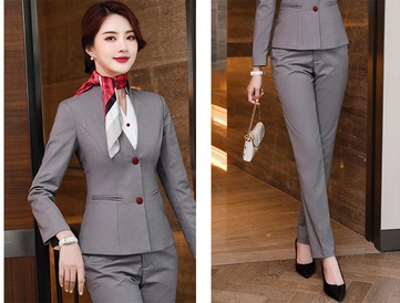 pre-order ** ชุดทำงาน ชุดพนักงานบริษัท ชุดยูนิฟอร์ม (เสื้อสูท+กางเกง) สีตามภาพ ไซร์ S M L XL 2XL 3XL 4XL