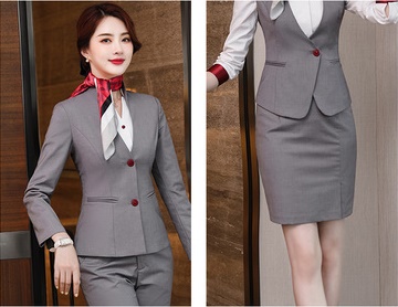 pre-order ** ชุดทำงาน ชุดพนักงานบริษัท ชุดยูนิฟอร์ม (เสื้อสูท+กระโปรง) สีตามภาพ ไซร์ S M L XL 2XL 3XL 4XL