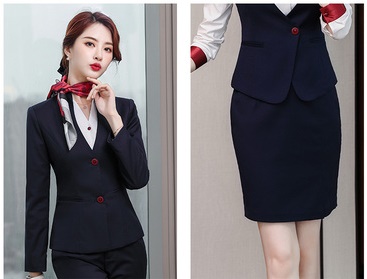 pre-order ** ชุดทำงาน ชุดพนักงานบริษัท ชุดยูนิฟอร์ม (เสื้อสูท+กระโปรง) สีตามภาพ ไซร์ S M L XL 2XL 3XL 4XL