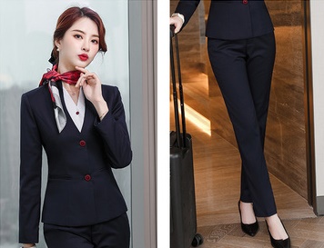 pre-order ** ชุดทำงาน ชุดพนักงานบริษัท ชุดยูนิฟอร์ม (เสื้อสูท+กางเกง) สีตามภาพ ไซร์ S M L XL 2XL 3XL 4XL