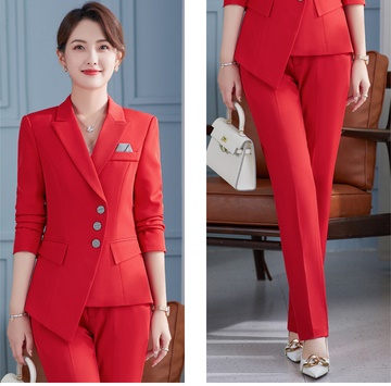 pre-order ** ชุดทำงาน ชุดพนักงานบริษัท ชุดยูนิฟอร์ม (เสื้อสูท+กางเกง) สีตามภาพ ไซร์ S M L XL 2XL 3XL 4XL