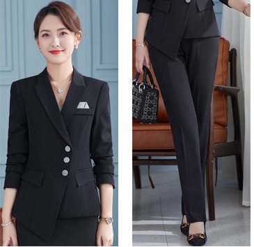 pre-order ** ชุดทำงาน ชุดพนักงานบริษัท ชุดยูนิฟอร์ม (เสื้อสูท+กางเกง) สีตามภาพ ไซร์ S M L XL 2XL 3XL 4XL