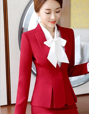 pre-order ** ชุดทำงาน ชุดพนักงานบริษัท ชุดยูนิฟอร์ม (เสื้อสูท+กระโปรง) สีตามภาพ ไซร์ S M L XL 2XL 3XL 4XL